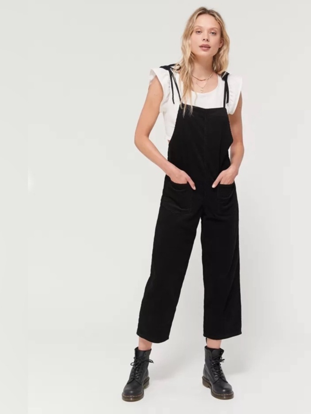 Urban Outfitters BDG Black Corduroy Tie Overalls